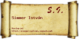Simmer István névjegykártya